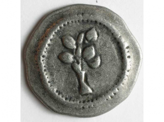 Vollmetallknopf, unregelmäßige Form mit Blütenknospen - Größe: 30mm - 