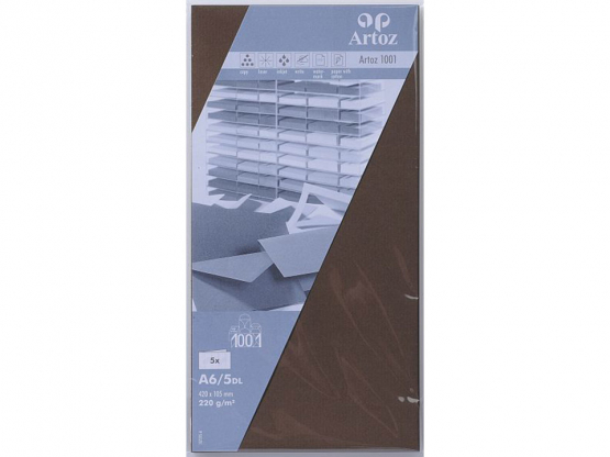 1001 Pkg 5 Karten A6/5DL braun