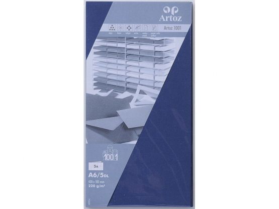1001 Pkg 5 Karten A6/5DL classic blue
