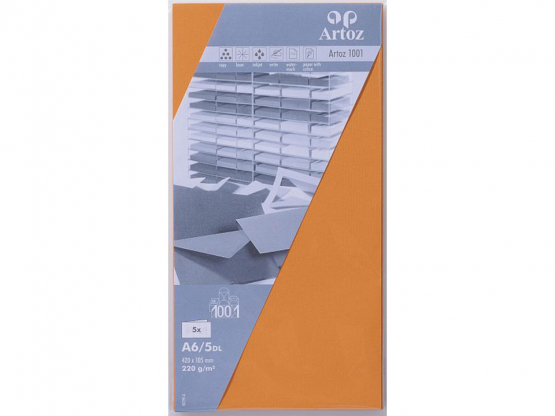 1001 Pkg 5 Karten A6/5DL orange