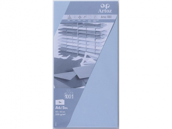 1001 Pkg 5 Karten A6/5DL pastellblau