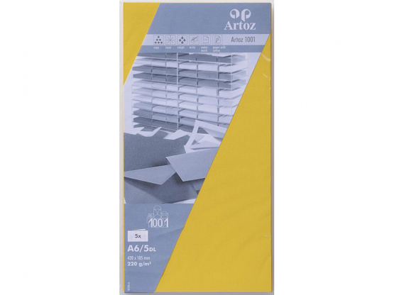 1001 Pkg 5 Karten A6/5DL sonnengelb