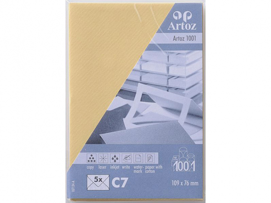 1001 Pkg 5 Kuverts C7 honiggelb