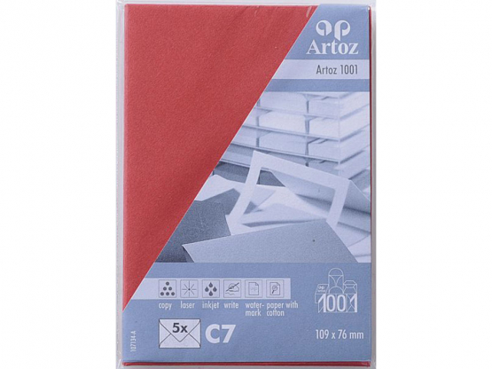 1001 Pkg 5 Kuverts C7 rot