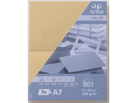 1001 Pkg 5 Tischkarte A7 honiggelb