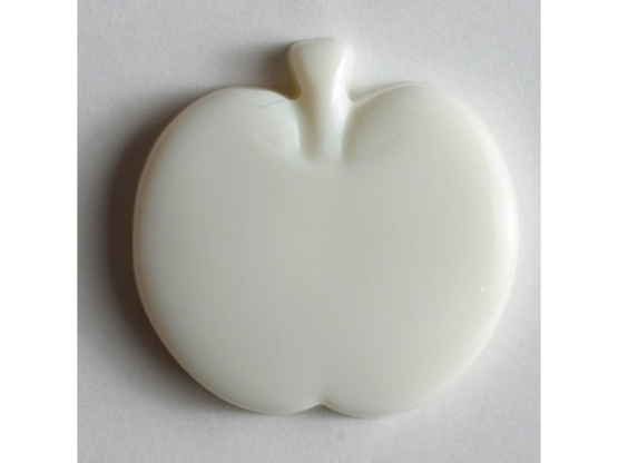 Kinderknopf in Form eines Apfels - Größe: 18mm - Farbe: weiß - Art.Nr. 