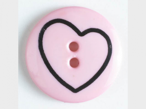Kinderknopf mit schiefem Herz - Größe: 18mm - Farbe: pink - Art.Nr. 