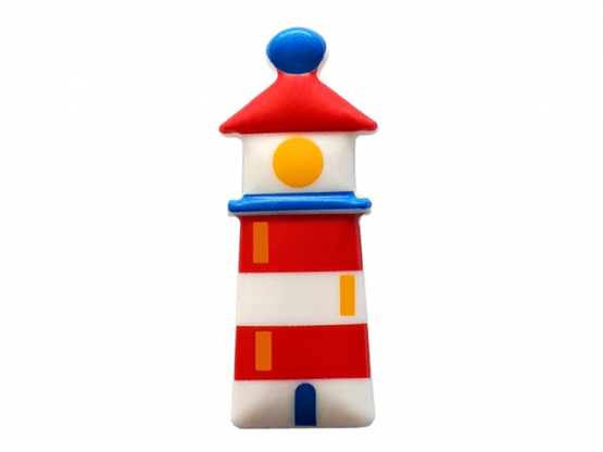 fröhlicher Leuchtturmknopf mit Öse - Größe: 30mm - Farbe: weiß - Art.Nr. 
