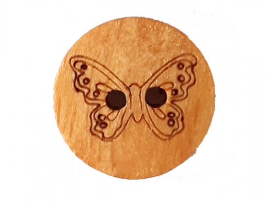 Kinderknopf hübscher Schmetterling aus echtem Holz - Größe: 15mm - 