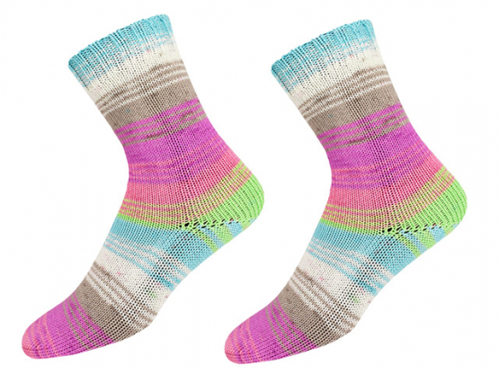 Sockenwolle Sensitive Socks rosa-braun-blau-grün