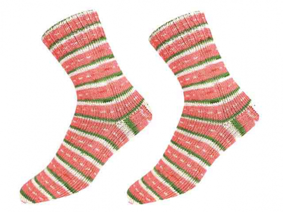 Sockenwolle Sensitive Socks lachs-grün-weiss