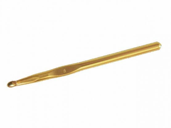 addiPure Wollhäkelnadel gold eloxiert ohne Griff 15cm 8,0 mm goldfarbig 8,0