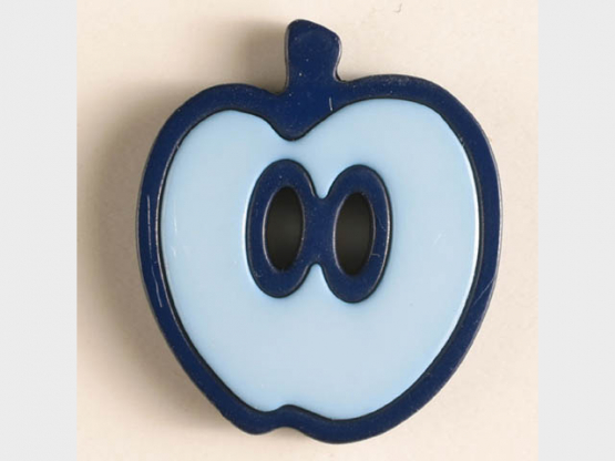 Apfelknopf 2-loch - Größe: 25mm - Farbe: blau - Art.Nr. 330770 
