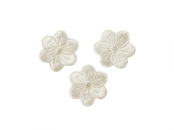 Applikation Blumen, gebrochenes Weiß 3St. ø 23 mm 