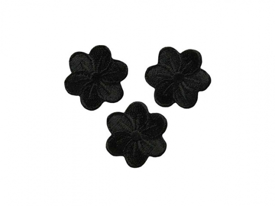 Applikation Blumen, schwarz 3St. Aufbügeln u. Aufkleben xMidi cm 