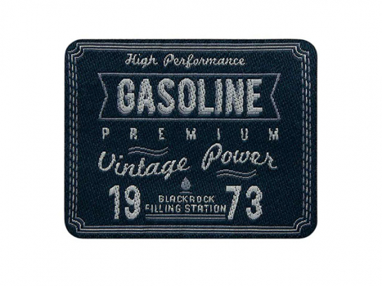 Applikation Gasoline 1973, Blau Aufbügeln xMidi cm 