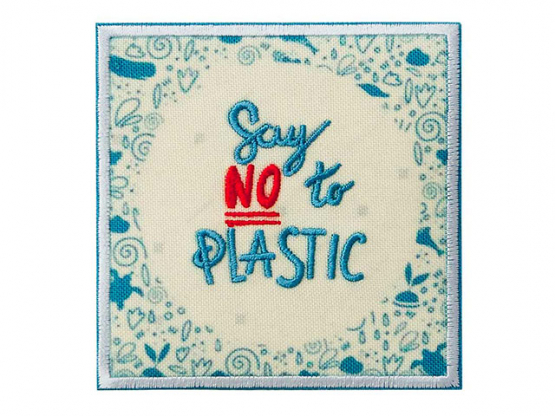 Applikation Recycl-Patch Say no to Plastic Aufbügeln xMidi cm 