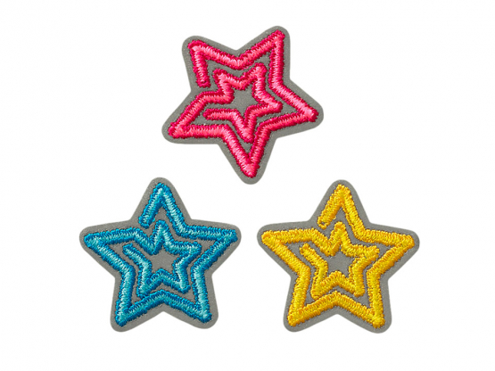 Applikation Reflex Sterne 3 Stk. Aufbügeln u. Aufkleben  midi 