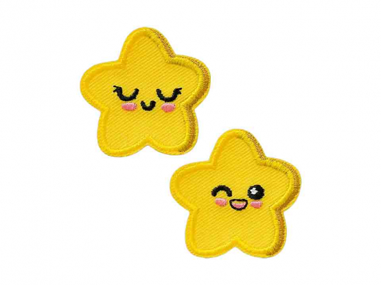 Applikation Sterne lächelnd 2er Set Aufbügeln xMini cm 