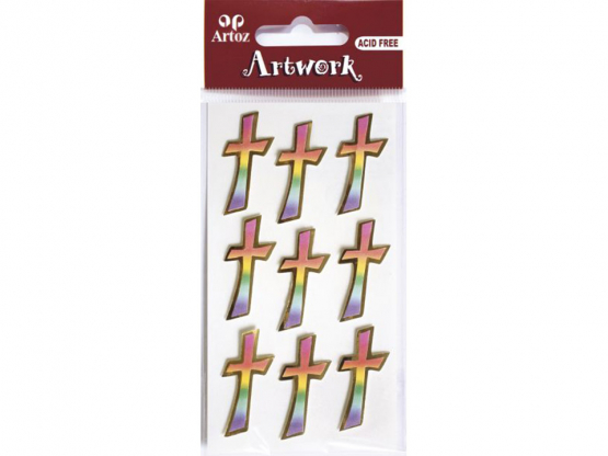 Art-Work: Kreuz geschw. farbig-Stickers, handmade 