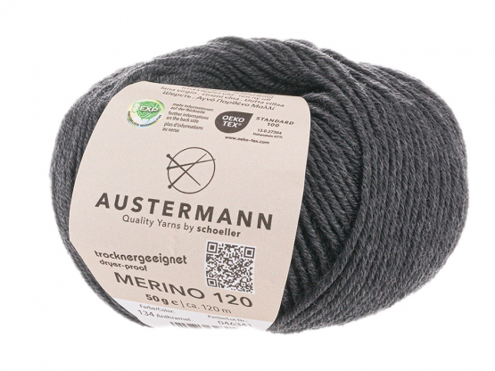 Austermann Merino 120 EXP Farbe 134 anthrazit meliert