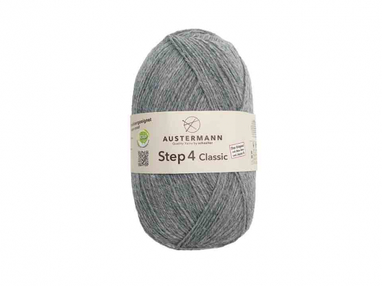 Austermann Sockenwolle Step Classic 4fach Farbe 1046 hellgraumeliert