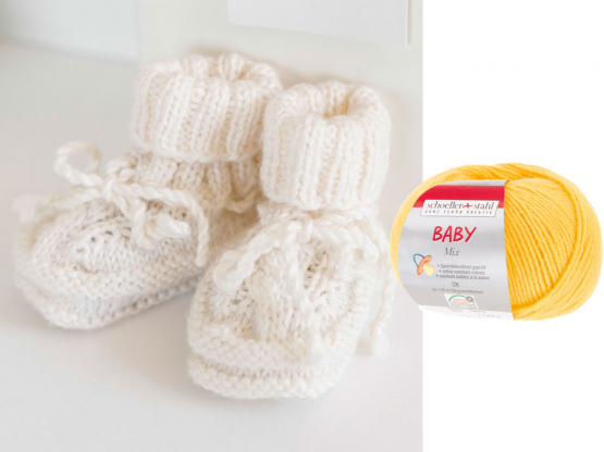 Babyschühchen Strickset sonnengelb