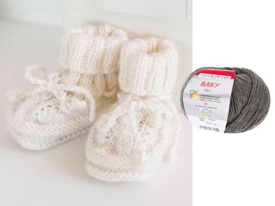 Babyschühchen Strickset grau