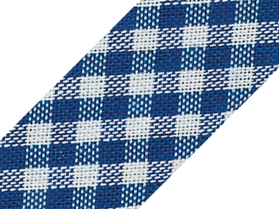 Baumwollschrägband  18 mm breit Wichy karo d.blau