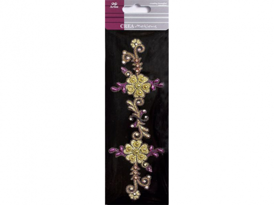 Crea Motion L: Blume gelb lila-Stickers, handmade 220x78mm 