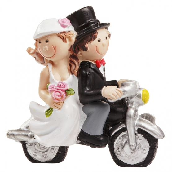 CREApop® Hochzeitspaar mit Motorrad, 6 x 5 cm 