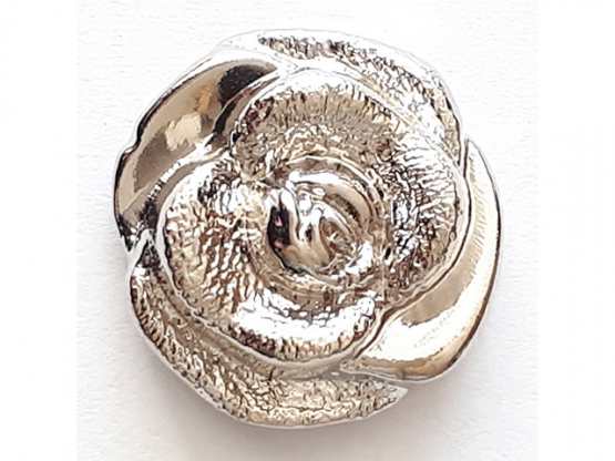 filigraner Rosenknopf mit Öse - Größe: 13mm - Farbe: silber - 