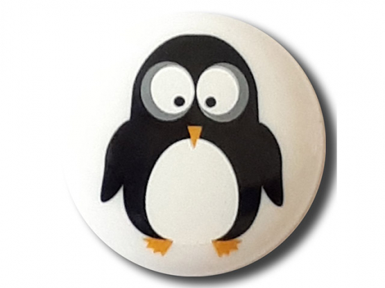 fröhlicher Pinguinknopf mit Öse - Größe: 15mm - Farbe: weiss - Art.Nr. 