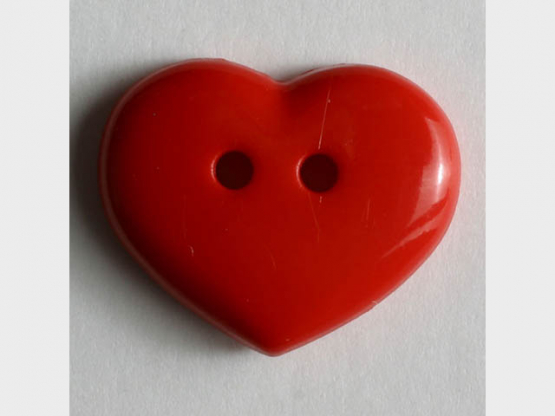 glänzender Herzknopf - Größe: 15mm - Farbe: rot - Art.Nr. 211455 