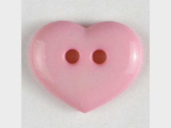 glänzender Herzknopf - ø 15mm - pink 