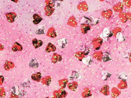 Glitterglue Flasche 53ml Confetti Herzen rot/silber