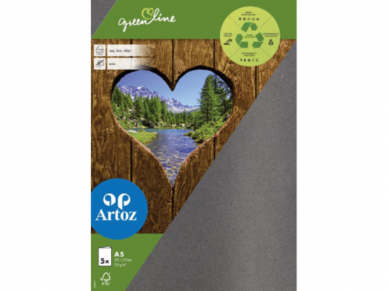 Green Line Pkg 5 Karten A5 granit