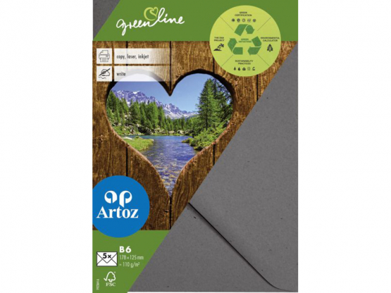 Green Line Pkg 5 Kuverts B6 granit