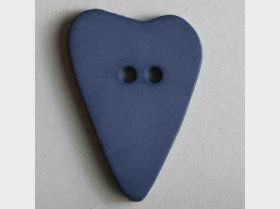 Herzknopf, asymmetrische Form, 2-Loch - Größe: 15mm - Farbe: blau - 