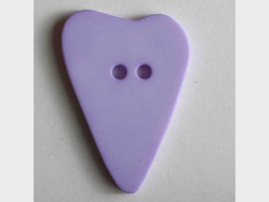 Herzknopf, asymmetrische Form, 2-Loch - Größe: 15mm - Farbe: lila - 