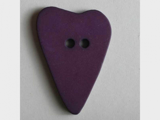 Herzknopf, asymmetrische Form, 2-Loch - Größe: 15mm - Farbe: lila - 