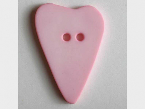 Herzknopf, asymmetrische Form, 2-Loch - Größe: 15mm - Farbe: pink - 