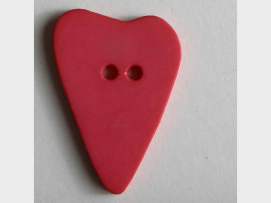 Herzknopf, asymmetrische Form, 2-Loch - Größe: 15mm - Farbe: pink - 