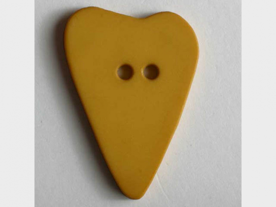 Herzknopf, asymmetrische Form, 2-Loch - Größe: 15mm - Farbe: gelb - 