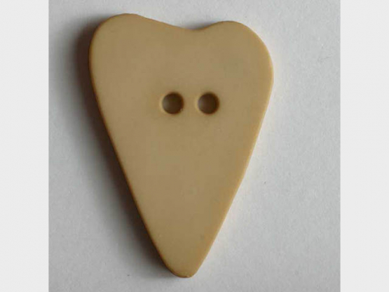 Herzknopf, asymmetrische Form, 2-Loch - Größe: 28mm - Farbe: beige 