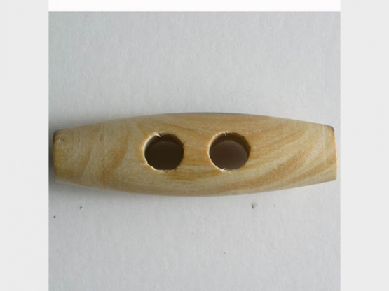 Holzknebel, tonnenförmig mit 2 Löchern - Größe: 32mm - Farbe: braun 