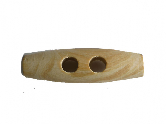 Holzknebel, tonnenförmig mit 2 Löchern - Größe: 42mm - Farbe: braun 