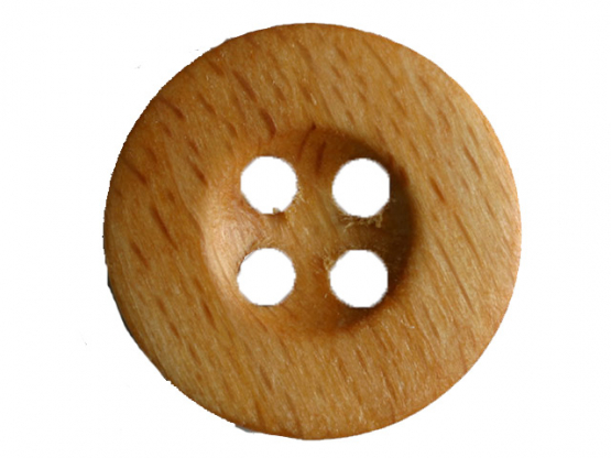 Holzknopf, 4 Löcher in runder Mulde - Größe: 30mm - Farbe: braun - 
