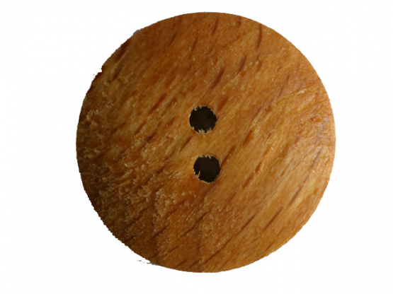 Holzknopf, klassische Form mit feiner Maserung, 2-Loch - Größe: 