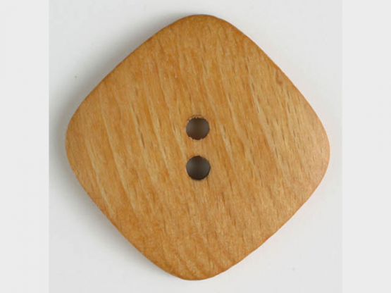Holzknopf quadratisch, randlos mit 2 Löchern - Größe: 45mm - Farbe: braun 